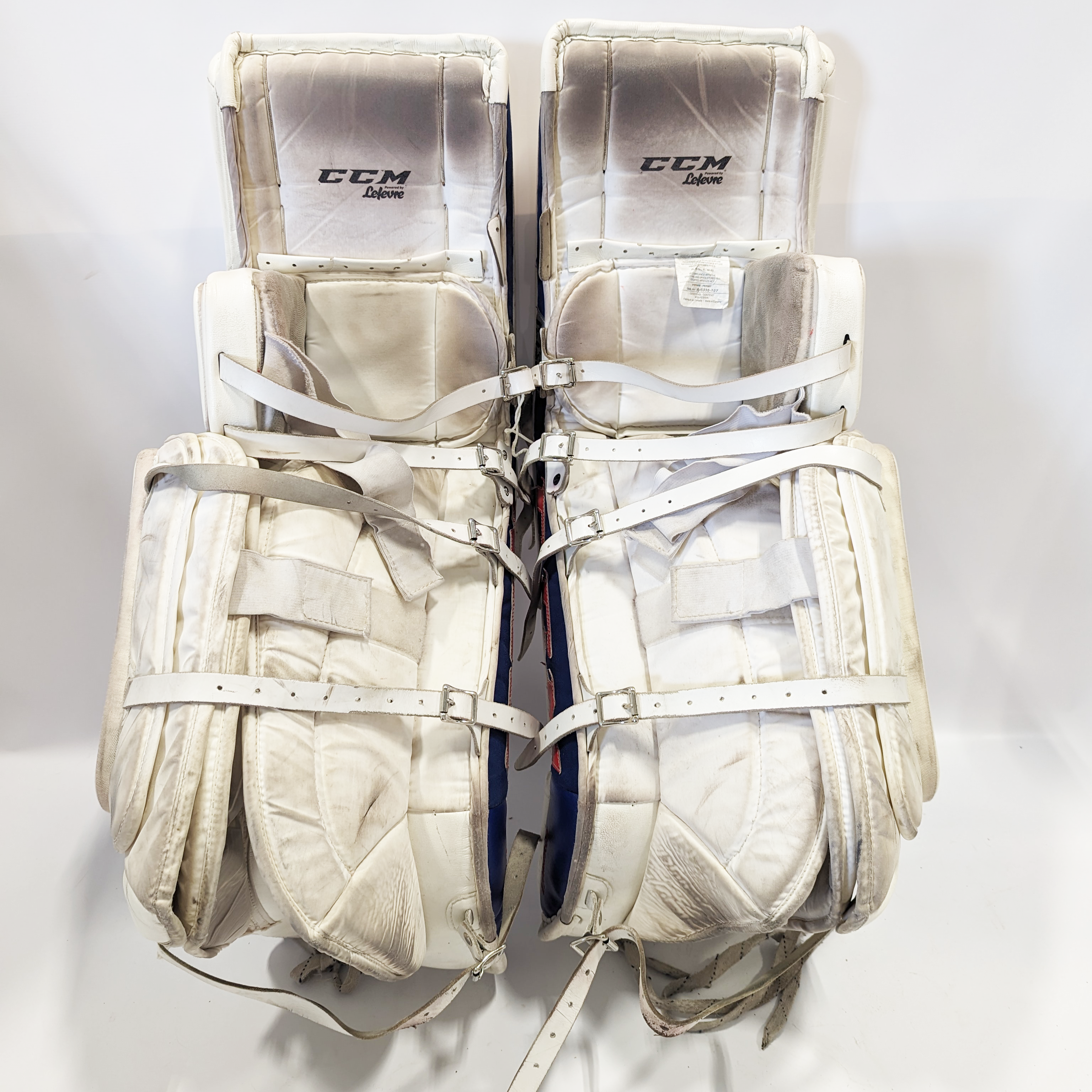CCM Premier - Jambières de gardien de but Pro Stock d'occasion (blanc/rouge/bleu)